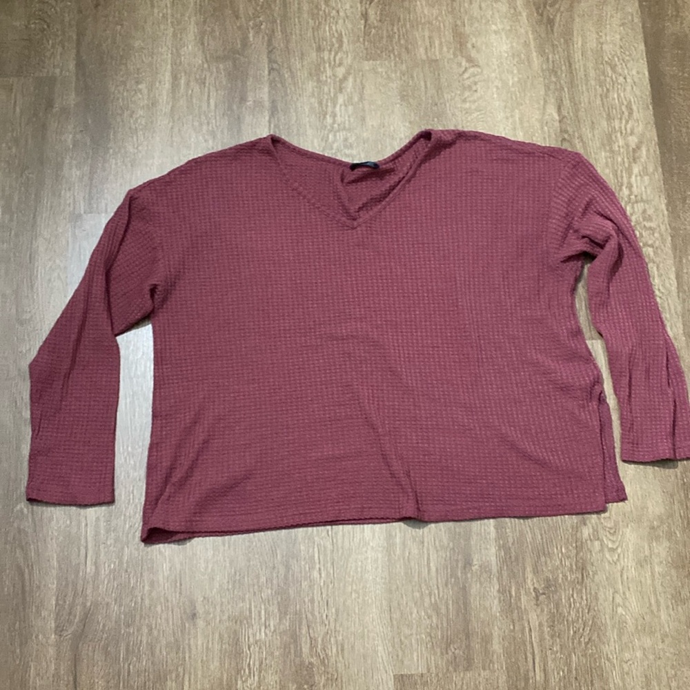 SHEIN xl waffle weave long sleeve slit on one side deep mauve color